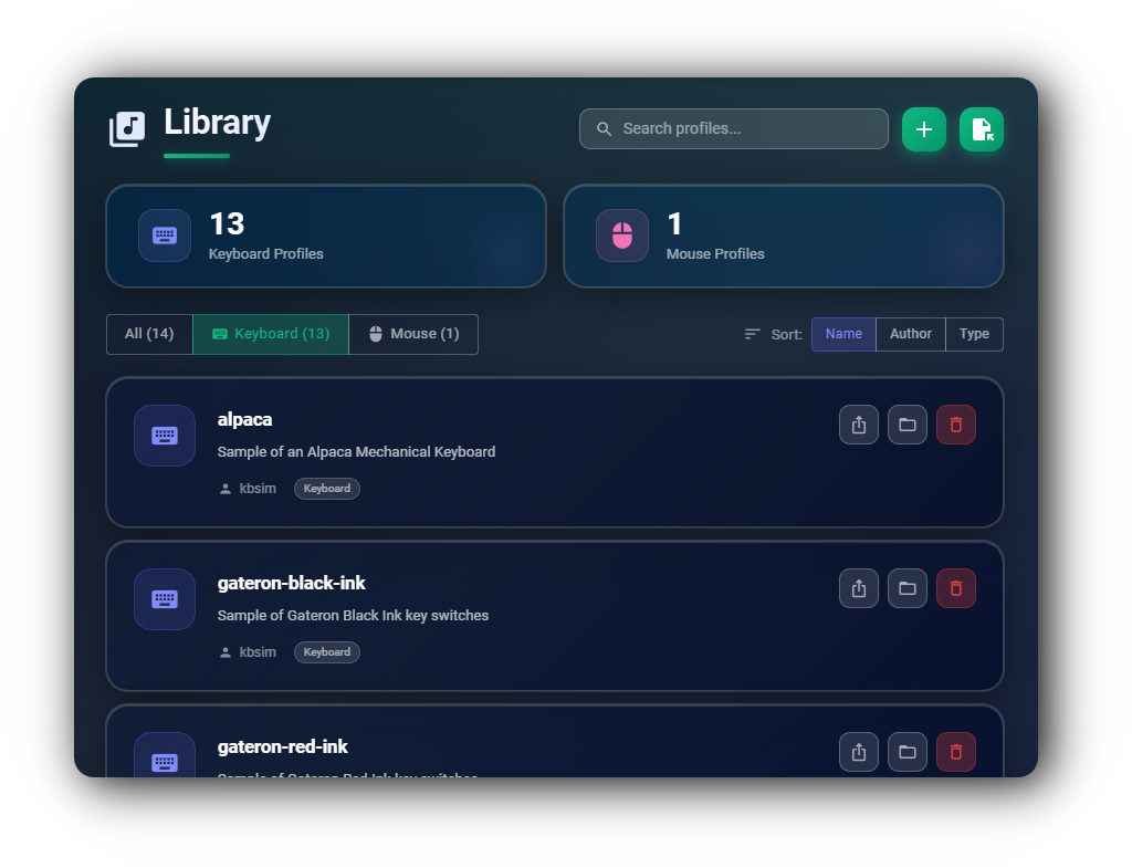 Library with custom profiles
